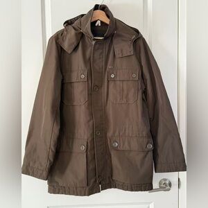 Vintage Lacoste Brown Utility Jacket Hooded Men’s Size 50 M/L
